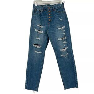 We The Free People Blossom Rigid Crop Jeans High Rise Button Fly size 27